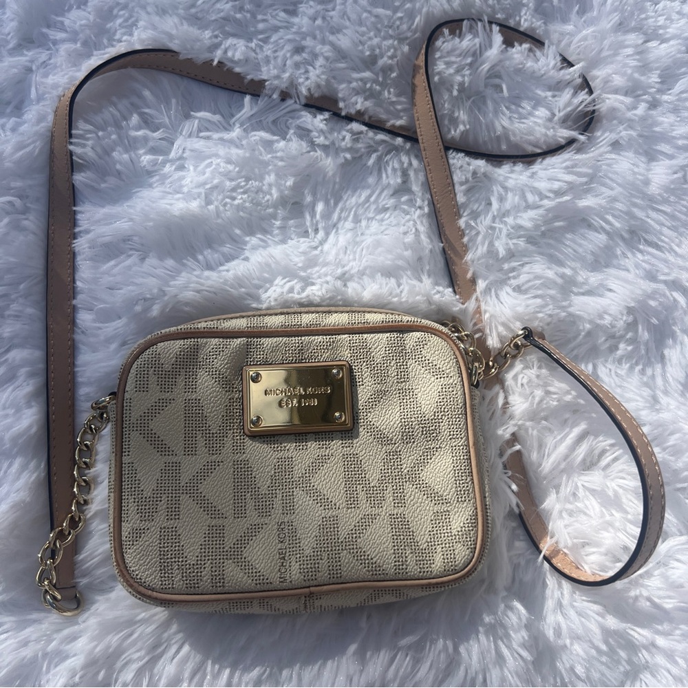 Michael Kors Beige Logo Crossbody Bag